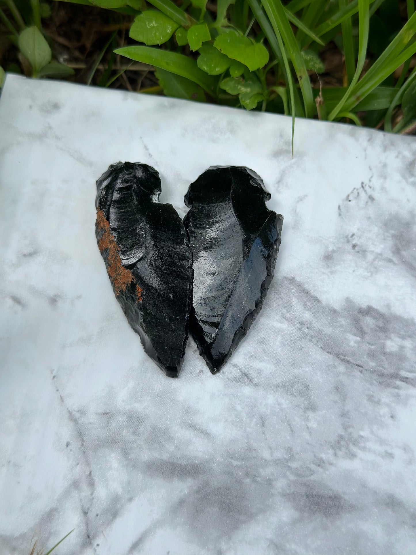Black obsidian arrowhead